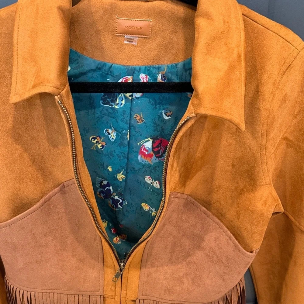 MOTHER Brown Leather Fringe Jacket - Picture 5 of 7